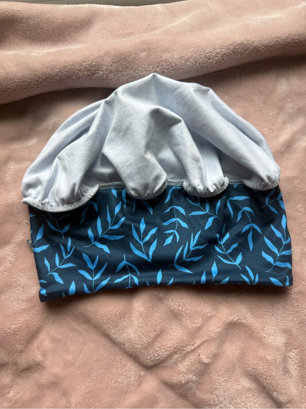 HelloHeadBand Scrub Hat - Twilight Leaves - Women’s Soft Scrub Cap Ponytail - Picture 6 of 11